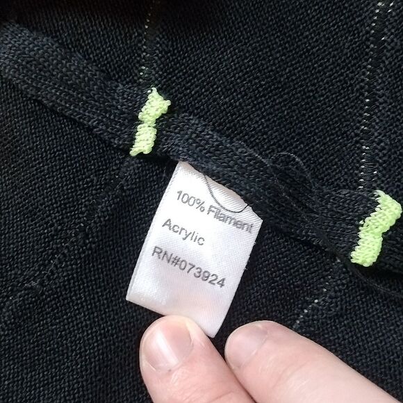 Ming Wang Women's Size Medium Snap Button Lime Green Striped Cardigan Wrap Top - Picture 9 of 16